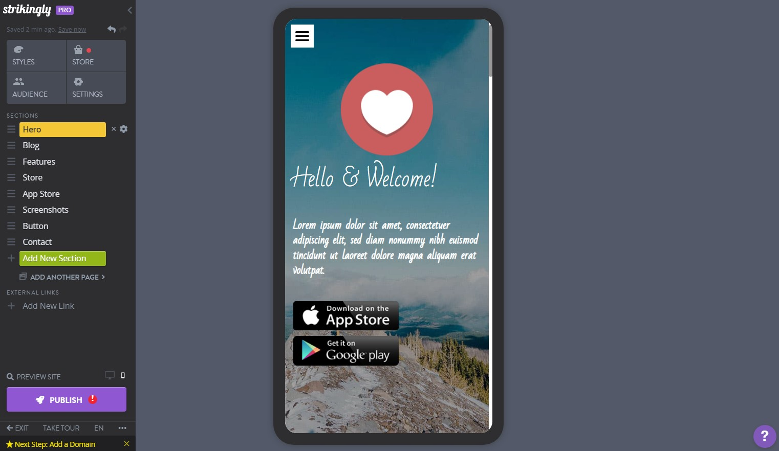 Strikingly Mobile Editor Strikingly Mobile Editor
